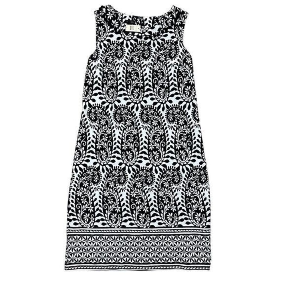 NWT Talbots Women's M Black & White Paisley Sleeveless Knee-Length‎ Dress